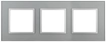 Рамка для выключателей и розеток тройная ЭРА Elegance 14-5103-03 стекло алюминий