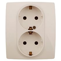 Розетка ЭРА 12 12-2104-02 16A 250В слоновая кость двойная с заземлением со шторками Розетка ЭРА 12 12-2104-02 16A 250В слоновая кость двойная с заземлением со шторками