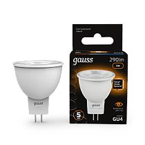 Лампа светодиодная Gauss MR11 GU4 3Вт 290lm 3000К Лампа светодиодная Gauss MR11 GU4 3Вт 290lm 3000К