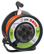 Удлинитель силовой ЭРА с заземлением и выключателем IP44 на металлической катушке 4 розетки 50м ПВС