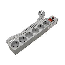 Фильтр сетевой ПВС 3*0,75 6 гнезд, выключатель с индикацией, с заземлением, защитные шторки, серый 3м UNIVERSAL