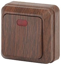 Выключатель Intro Quadro 2-102-10 одноклавишный с подсветкой 10А-250В IP20 ОУ венге