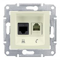 SEDNA РОЗЕТКА ДВОЙНАЯ КОМП.+ТЕЛЕФОННАЯ. RJ11+RJ45, кат.5е, неэкр. UTP, БЕЖЕВЫЙ SEDNA РОЗЕТКА ДВОЙНАЯ КОМП.+ТЕЛЕФОННАЯ. RJ11+RJ45, кат.5е, неэкр. UTP, БЕЖЕВЫЙ