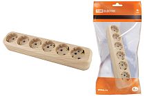 Колодка розеточная 6 гнезд 2П+3 16А 250В "Эко" (сосна)  TDM