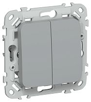 FLITE Выключатель 2-клавишный 10А ВС12-1-0-ФлС серый IEK