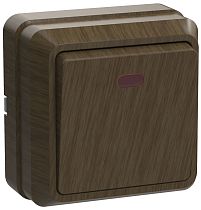 Выключатель одноклавишный ОП Октава 10А IP20 ВС20-1-1-ОД с индикацией дуб  IEK