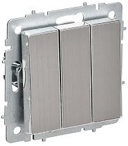 BRITE Выключатель 3-клавишный 10А ВС10-3-0-БрГН металл хром/никель IEK