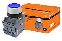 Кнопка с фиксацией MP2-21L(LED) в сборе d22мм/220В 1з+1р синяя  TDM