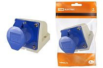 Розетка 113 стационарная 2Р+РЕ 16А 220В IP44  TDM