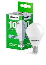 Лампа светодиодная G45 шар 10Вт 230В 6500К E14 GENERICA