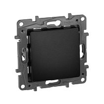 ETIKA Выключатель 1-клавишный проходной самовозвратный 6А безвинтовое крепление антрацит