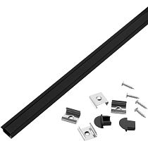 Профиль GAL-GLS-2000-7-22-B-B черный (2м профиль+ черн. рассеиватель+2 заглушки+4 скобы с шурупами)