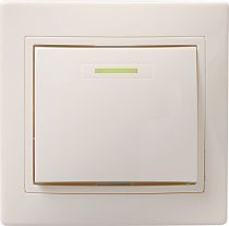 ВС10-1-1-ККм Выключатель 1клавишный с индикацией 10А КВАРТА (кремовый) IEK