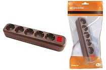 Колодка розеточная 5 гнезд 2П+3 с выключателем16А 250В "Эко" (бук)  TDM