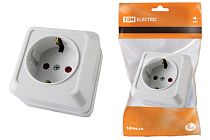 Розетка 2П+З открытой установки с з/ш IP20 16А, белый "Ладога"  TDM