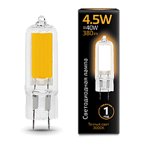 Лампа светодиодная Gauss G4 AC220-240V 4,5Вт 380lm 3000K Glass