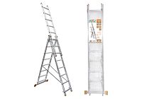 Лестница алюминиевая, ЛА3х10, 3х секционная х 10 ступеней, h=6270 мм, Народная TDM