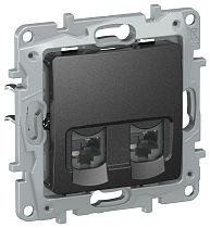 IEKETIKA Розетка компьютерная двойная RJ45 категория 5Е UTP 6726551 антрацит IEK