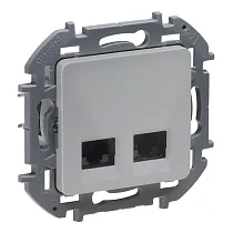 Двойная розетка RJ 45 категория 6 UTP алюминий INSPIRIA Двойная розетка RJ 45 категория 6 UTP алюминий INSPIRIA