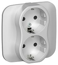 FLITE Розетка 2-местная с заземлением с защитными шторками безвинтовое крепление 16А РСш12-1-А-ФлА алюминий IEK