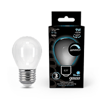 Лампа светодиодная Gauss Filament Шар 9Вт 610lm 4100К Е27 milky