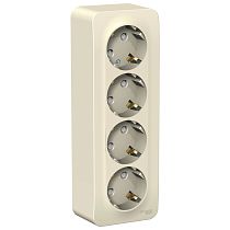 Blanca открытая установка с изолированной пластиной Молочный Розетка 4-ая с заземлением со шторками 16А Systeme Electric (Schneider Electric)