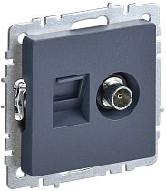 BRITE Розетка двойная TV+RJ45 кат.5E РТВ/РК12-БрМ маренго  IEK