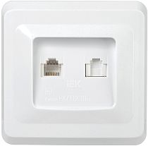 РК/Т12-ВБ Розетка 2-ая компьютерная и телефонная RJ11/RJ45 ВЕГА белый  IEK