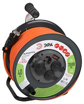Удлинитель силовой ЭРА RMx-4es-3x2.5-40m-IP44 на металлической катушке с заземлением с выключателем 4 розетки 40м ПВС