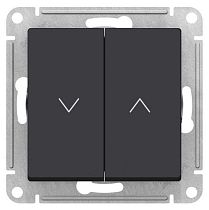 AtlasDesign Карбон Выключатель жалюзи двухклавишный,10А, механизм Systeme Electric (Schneider Electric)