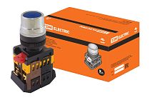 Кнопка ABLF-22 синий d22мм неон/230В1з+1р  TDM