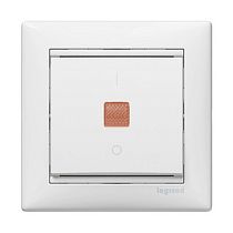 Выключатель одноклавишный с подсветкой в рамку белый VALENA Legrand