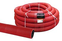 Труба гофрированная двустенная ПНД d 160 с зондом (50 м/уп.) красная  TDM