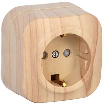 Розетка одноместная для открытой установки РСш20-3-ХС с заземлением и защитной шторкой 16А GLORY сосна  IEK