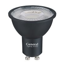 Лампа Светодиодная General GLDEN-MR16-DIF-10-230-GU10-6500 Диффузор 60 градусов Черный корпус 1/10/100