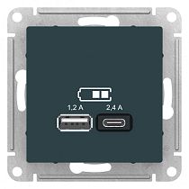 AtlasDesign Изумруд USB Розетка A+С, 5В/2,4 А, 2х5В/1,2 А Systeme Electric (Schneider Electric)