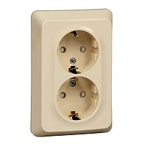 ЭТЮД скрытая установка Кремовый Розетка двойная с заземлением со шторками 16А 250B Systeme Electric (Schneider Electric)