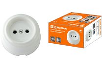 Розетка фарфоровая 2П 10А 250В белая «Болонь»  TDM