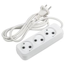 Удлинитель бытовой General GES-10-2x075-3-3m, 10А, 2х0,75 мм2, 3 места, 3 метра, без заземления, без выключателя