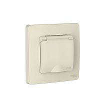 Blanca скрытая установка Молочный Розетка с заземлением, со шторками, с крышкой, IP44, 16А, 250В Systeme Electric (Schneider Electric)