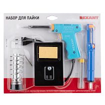 Набор для пайки REXANT (паяльник импульсный 30/70 Вт, оловоотсос, подставка, припой) Набор для пайки REXANT (паяльник импульсный 30/70 Вт, оловоотсос, подставка, припой)