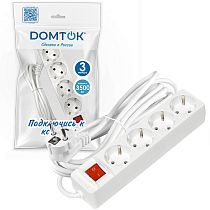 Удлинитель бытовой DOMTOK 3500 Вт (с/з выкл.) 4гн. ПВС 3м