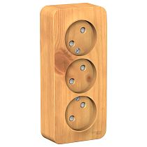 Blanca открытая установка с изолированной пластиной Ясень Розетка тройная без заземления со шторками 16А Systeme Electric (Schneider Electric)