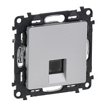 Розетка телефонная RJ11 одиночная с лицевой панелью алюминий Valena LIFE DIY Legrand Розетка телефонная RJ11 одиночная с лицевой панелью алюминий Valena LIFE DIY Legrand