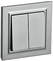 Выключатель двухклавишный BRITE 10А в сборе ВСР10-2-0-БрА алюминий  IEK