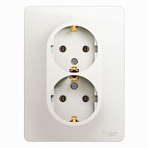 Glossa Перламутр Розетка 2 постовая с заземлением , 16А (в сборе с рамкой) Systeme Electric (Schneider Electric)