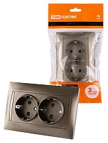 Розетка двойная 2П+З 16А 250В  бронза "Лама"  TDM