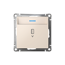 AtlasDesign Бежевый Выключатель карточный с подсветкой, 10А, без задержки отключения, механизм Systeme Electric (Schneider Electric)