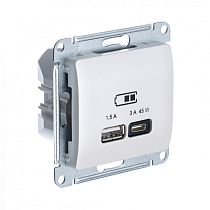 Glossa Перламутр Розетка USB A + тип-C 45W высокоскор.заряд. QC, PD, механизм Systeme Electric (Schneider Electric)