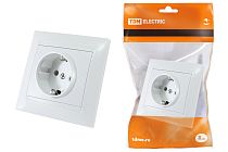 Розетка 2П+З 16А 250В с защ. шт. белая "Лама"  TDM